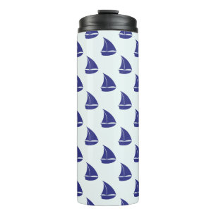 Garrafa Térmica Teste padrão do veleiro dos azuis marinhos