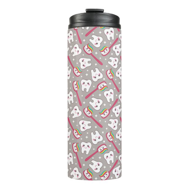 Garrafa Térmica Teste padrão dos dentes do arco-íris (Frente)