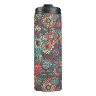 Garrafa Térmica Teste padrão floral colorido no estilo dos