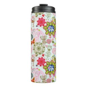 Garrafa Térmica Teste padrão floral no estilo retro 2