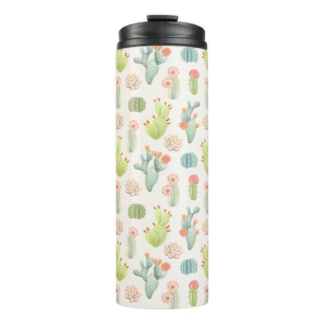 Garrafa Térmica Teste padrão Pastel macio do cacto & do Succulent (Frente)