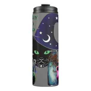 Garrafa Térmica Testemunha E Selvagem - Gato Negra Halloween E Poç