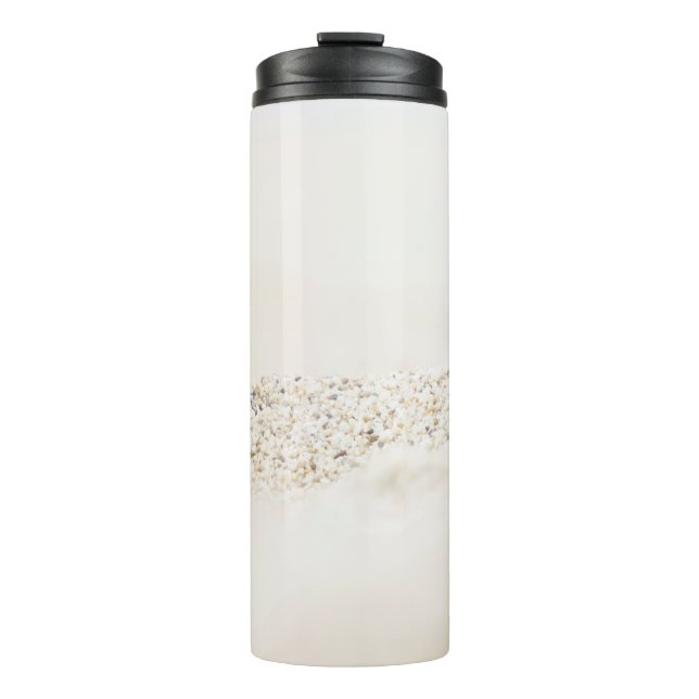 Garrafa Térmica Têxteis florais brancos e castanhos (Frente)