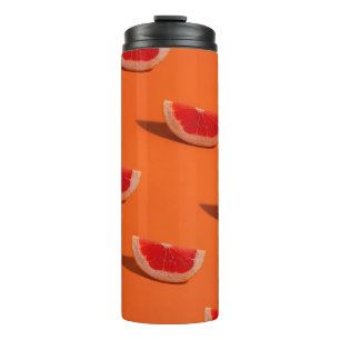 GARRAFA TÉRMICA TÊXTIL FLORAL BRANCO E LARANJA