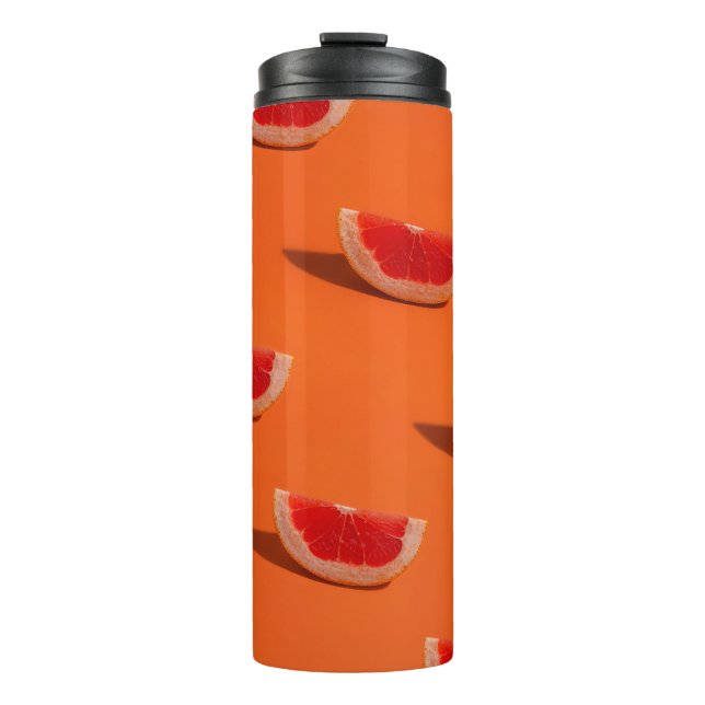GARRAFA TÉRMICA TÊXTIL FLORAL BRANCO E LARANJA (Frente)