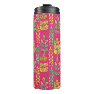 Garrafa Térmica texto de fundo do padrão floral uniforme de aquare