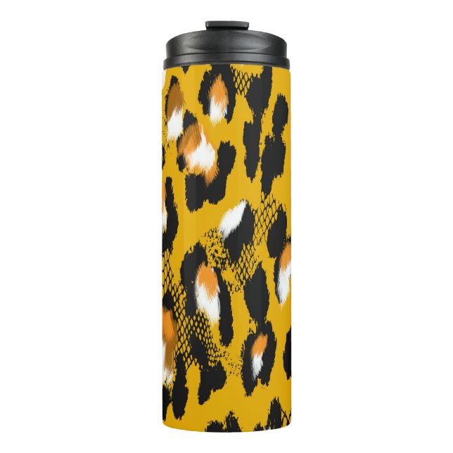 Garrafa Térmica Texto do Leopardo Fundo de Impressão de Animais (Frente)