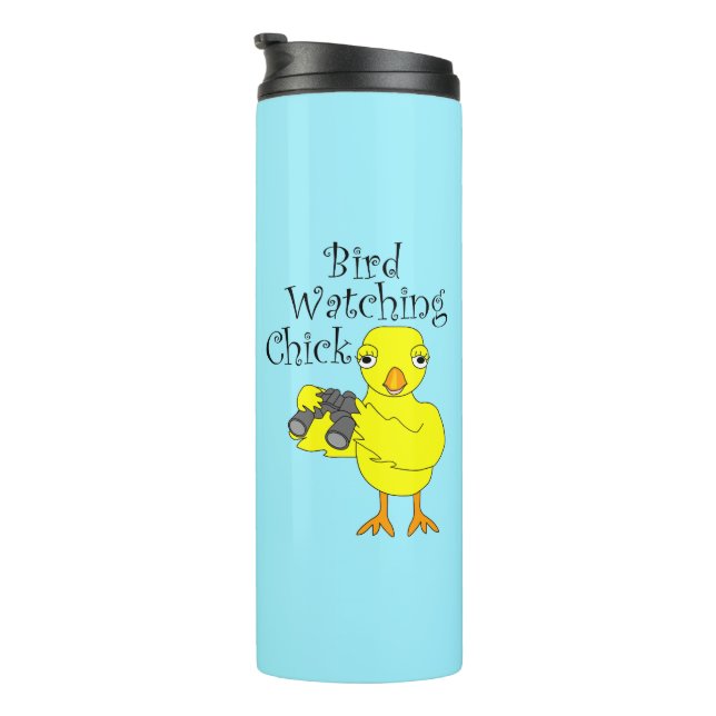 Garrafa Térmica Texto do Pintinho de observação de pássaros (Rotação à direita)