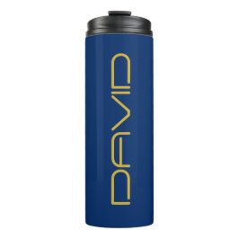 Garrafa Térmica Texto Na moda editável | Azul Dourado e Marinho