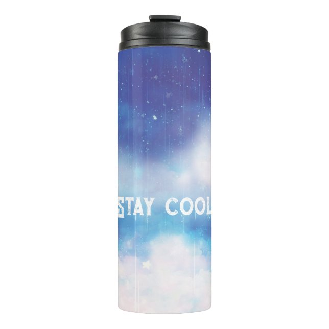 Garrafa Térmica Texto Personalizado Célestial Blue Nebula Tumbler  (Frente)