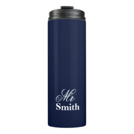 Garrafa Térmica Texto Personalizado Marinha Sr Smith Nome Branco