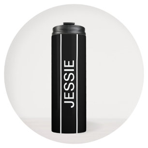 Garrafa Térmica Texto Personalizável Preto e Branco Moderno e Ou