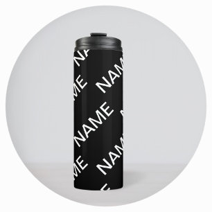 Garrafa Térmica Texto Personalizável Preto e Branco Moderno e Ou