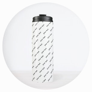 Garrafa Térmica Texto Repetitivo Personalizável Moderno Branco e P