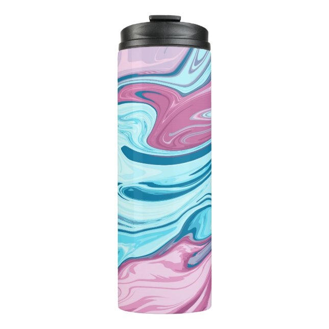 Garrafa Térmica textura abstrato elegante do fluxo líquido de márm (Frente)