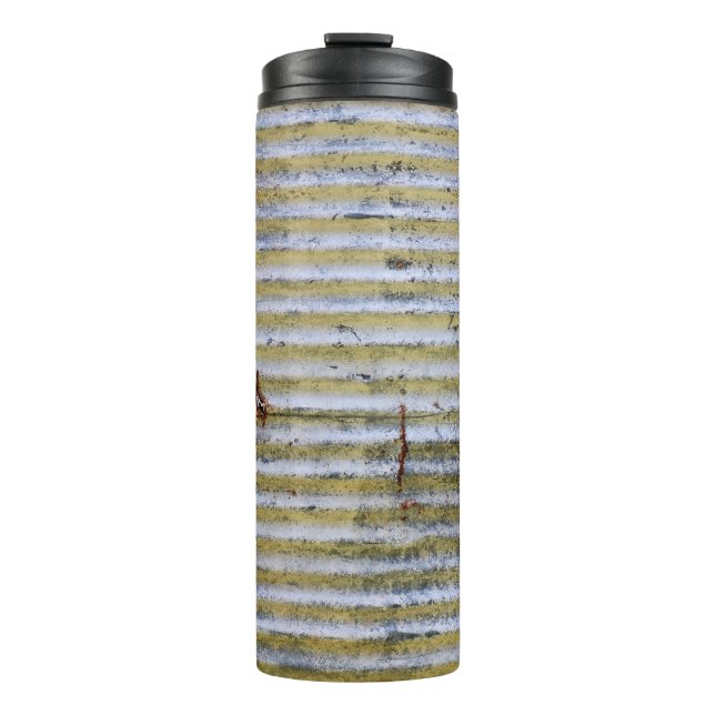 Garrafa Térmica textura antiga de galão-de-zinco enferrujado, text (Frente)