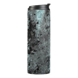 Garrafa Térmica Textura clara, azul e preta, mastigada