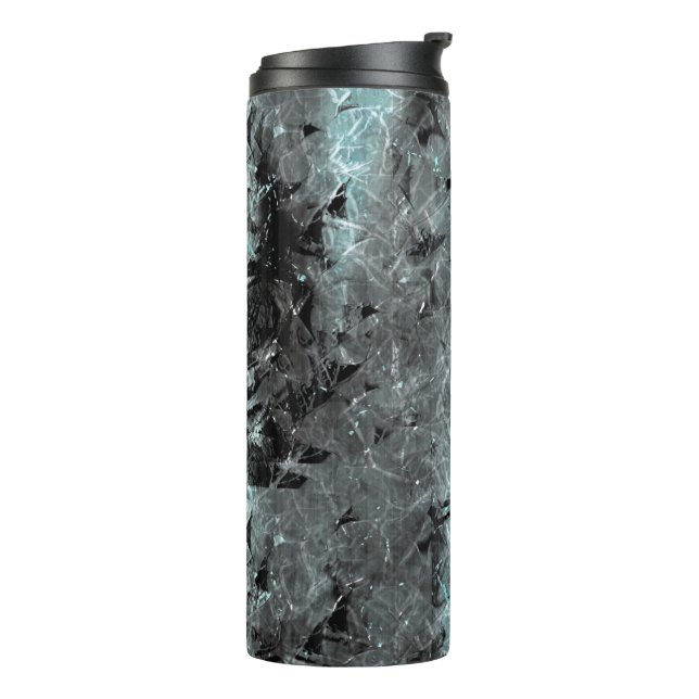 Garrafa Térmica Textura clara, azul e preta, mastigada (Giro à esquerda)