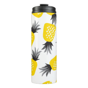 Garrafa Térmica Textura de abacaxi, Padrão de Verão de Vintage.