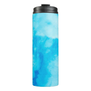 Garrafa Térmica Textura de mármore branco azul com padrão natural