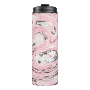 Garrafa Térmica Textura de mármore rosa e preto. Abstrato moderno