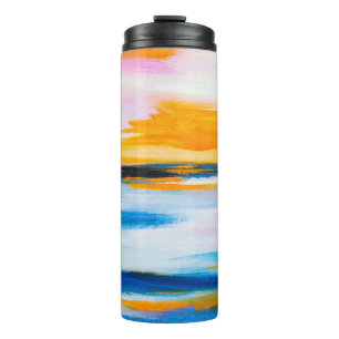 Garrafa Térmica textura de óleo de abstrato, pintura do mar ao sol