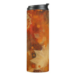 Garrafa Térmica Textura De Outono Laranja E Castanho