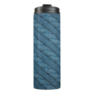 Garrafa Térmica textura do tecido de malha, cor azul clara