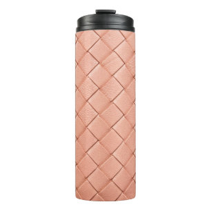 Garrafa Térmica Textura em couro de tecido de rosa claro