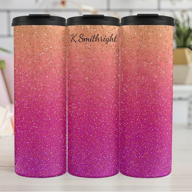 Garrafa Térmica Textura Sparkle com Gradiente Luminoso Rosa (Criador carregado)