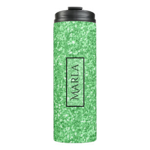 Garrafa Térmica Textura Verde Brilhante Moderna