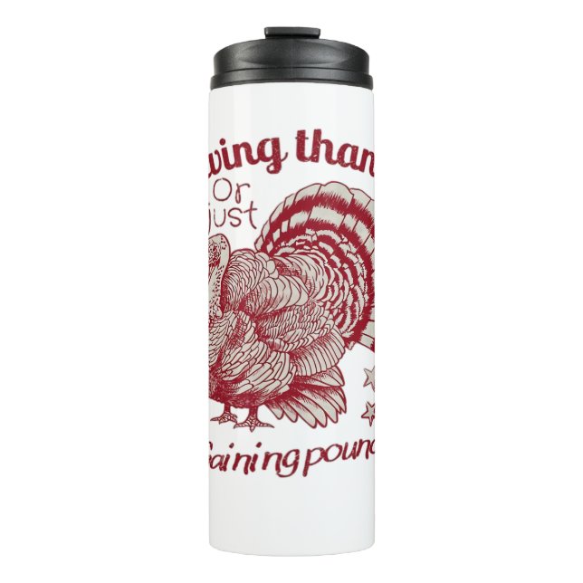 Garrafa Térmica Texturizada Turquia traçando sépia vermelha rica e (Frente)