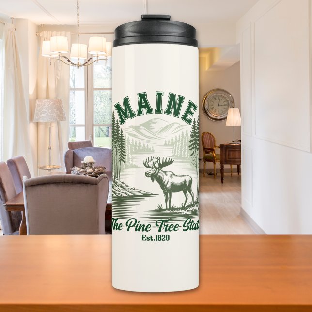 Garrafa Térmica The Pine Tree State Mountain Forest View (Criador carregado)