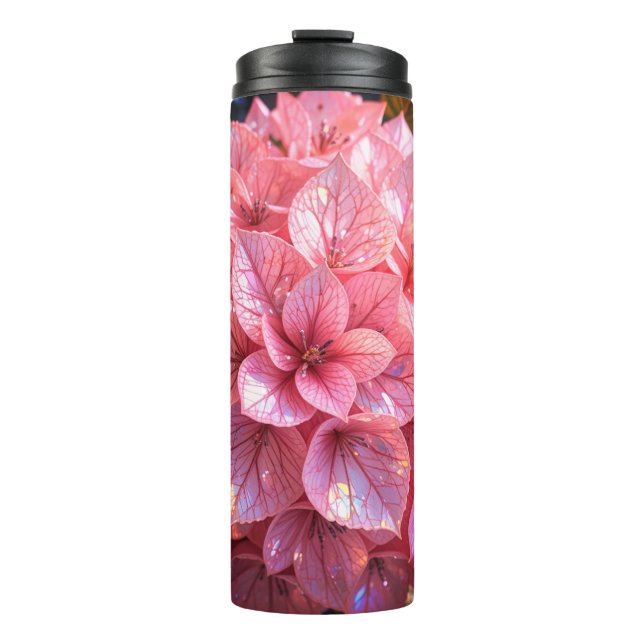 Garrafa Térmica Thermal Bottle with Pink Flowers (Frente)