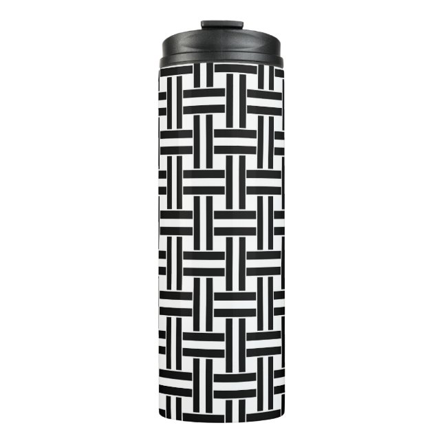 Garrafa Térmica Thermal Tumbler Black & White Square Stripe (Frente)