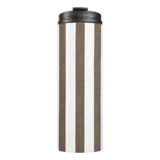 Garrafa Térmica Thermal Tumbler Brown & White Stripe (Frente)