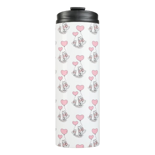 Garrafa Térmica Thermal Tumbler Cat Kitten Pink Hearts (Frente)