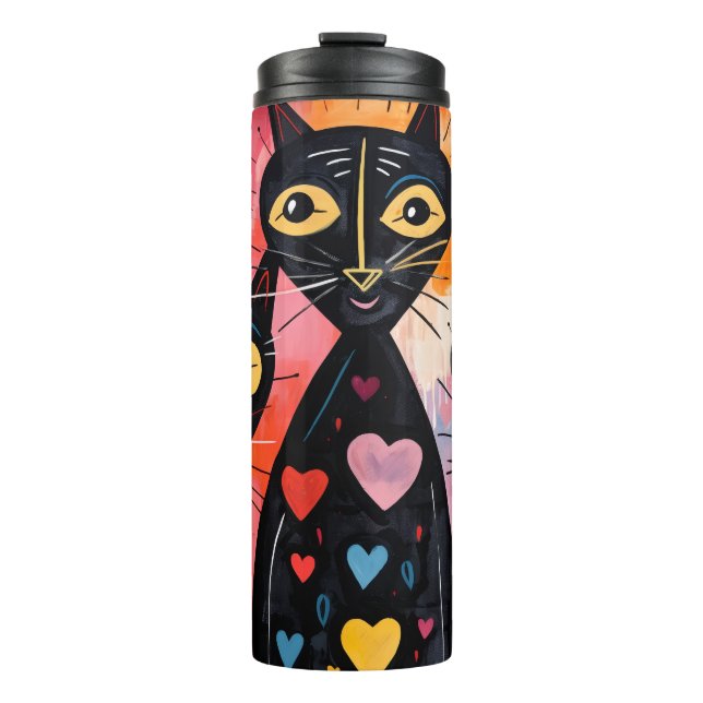 Garrafa Térmica Thermal Tumbler Cat Kitten Red Hearts (Frente)