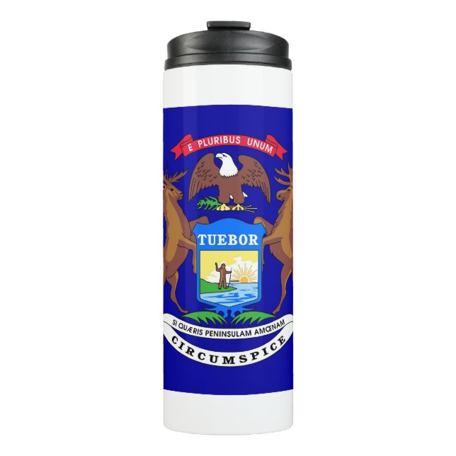 Garrafa Térmica Thermal Tumbler com bandeira de Michigan, EUA (Frente)