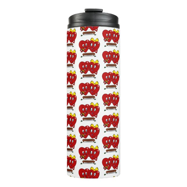 Garrafa Térmica Thermal Tumbler Couple Red Hearts (Frente)