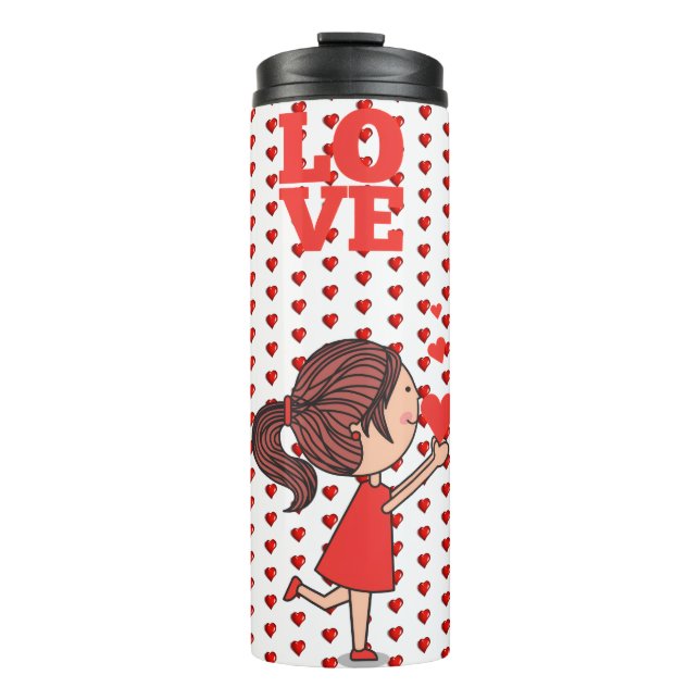 Garrafa Térmica Thermal Tumbler Couple Red Hearts (Frente)