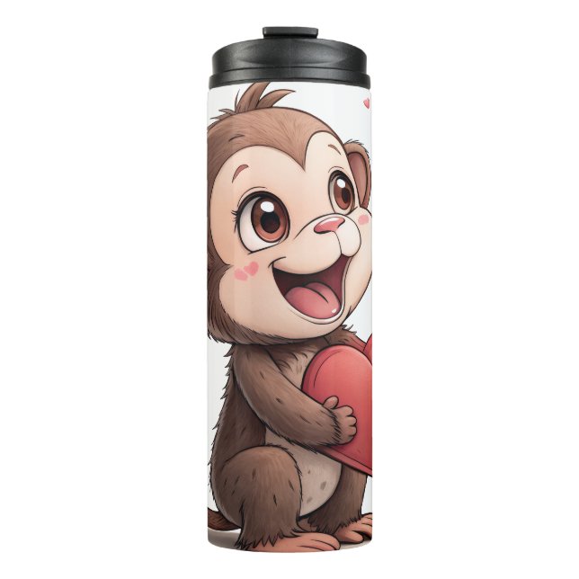 Garrafa Térmica Thermal Tumbler Monkey Red Hearts (Frente)