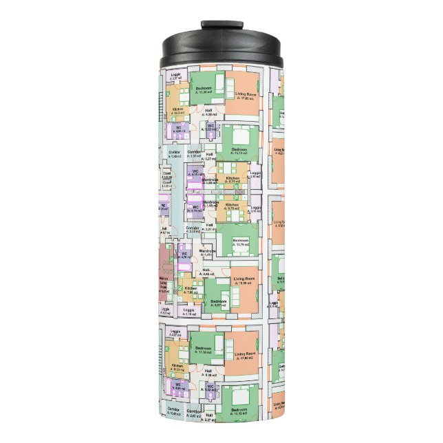 Garrafa Térmica Thermal Tumbler with Architectural Blueprint (Frente)