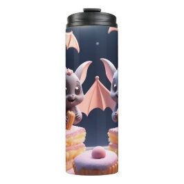 Garrafa Térmica  Thermal Tumblers - Sweet & Spooky Bat Bakery Art 