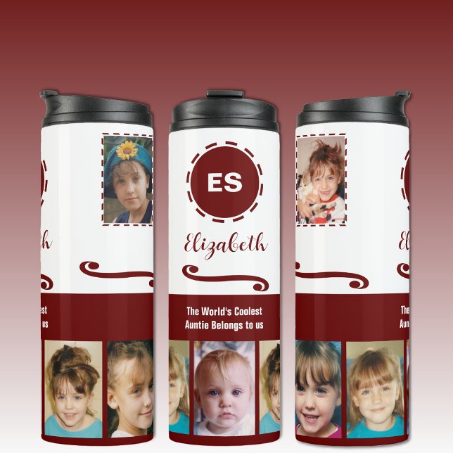 Garrafa Térmica Tia adiciona um nome para a colagem fotográfica de (Criador carregado)