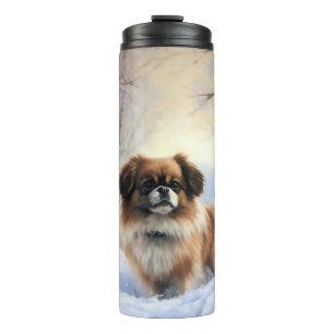Garrafa Térmica Tibetan Spaniel Deixe Nevar Natal 