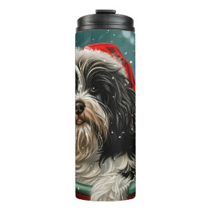 Garrafa Térmica Tibetano Terrier Dog Natal Festivo