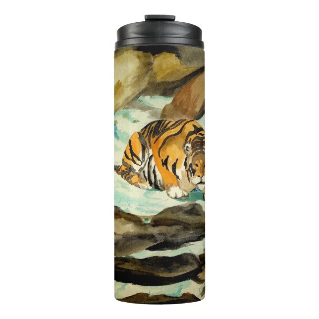 Garrafa Térmica Tigre de Aquarela (Frente)