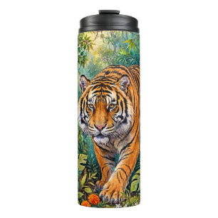 Garrafa Térmica Tigre de Bengala Vibrante Selva de Bambu