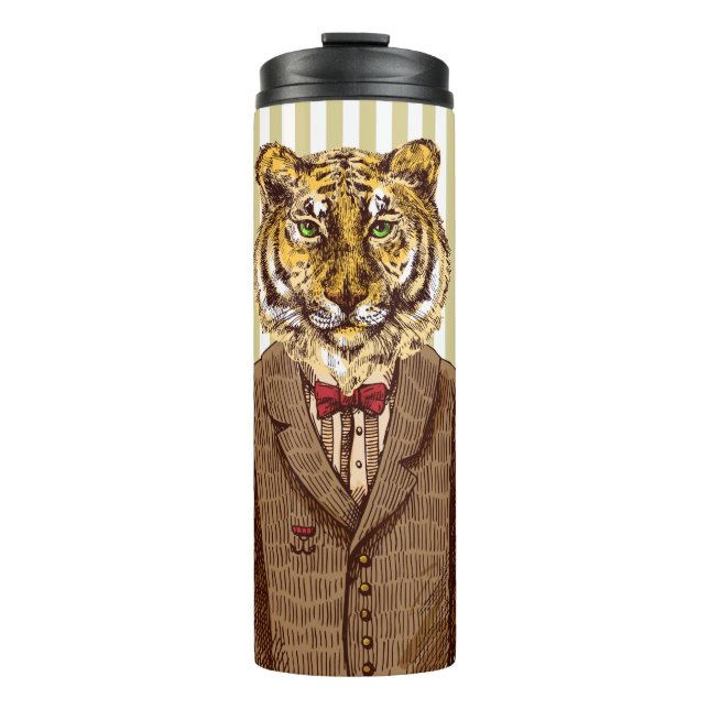 Garrafa Térmica Tigre no desgaste da noite (Frente)